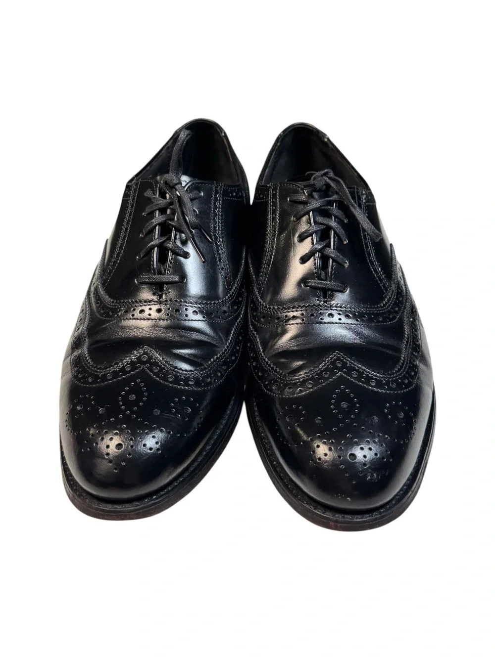 Vintage Hanover Master Flex Black Leather Wingtip Oxford Dress Shoes USA 10 D